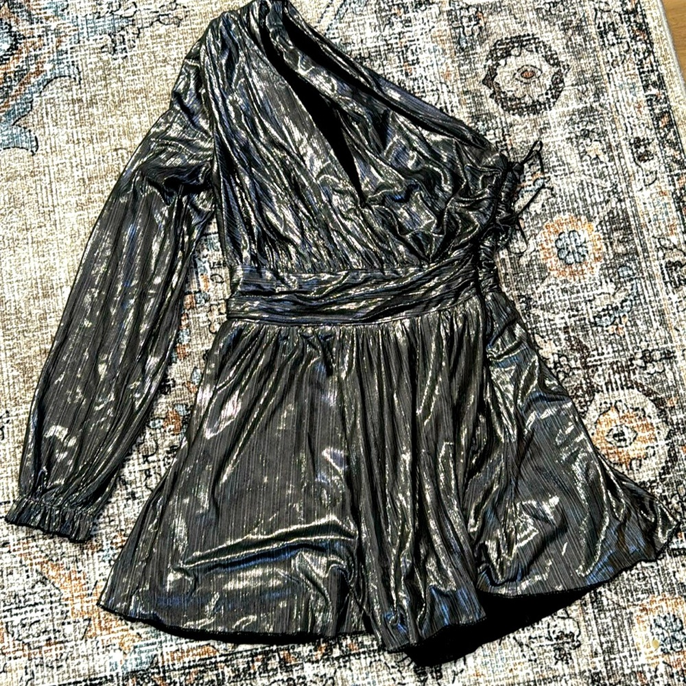 Women romper XS, silver chrome